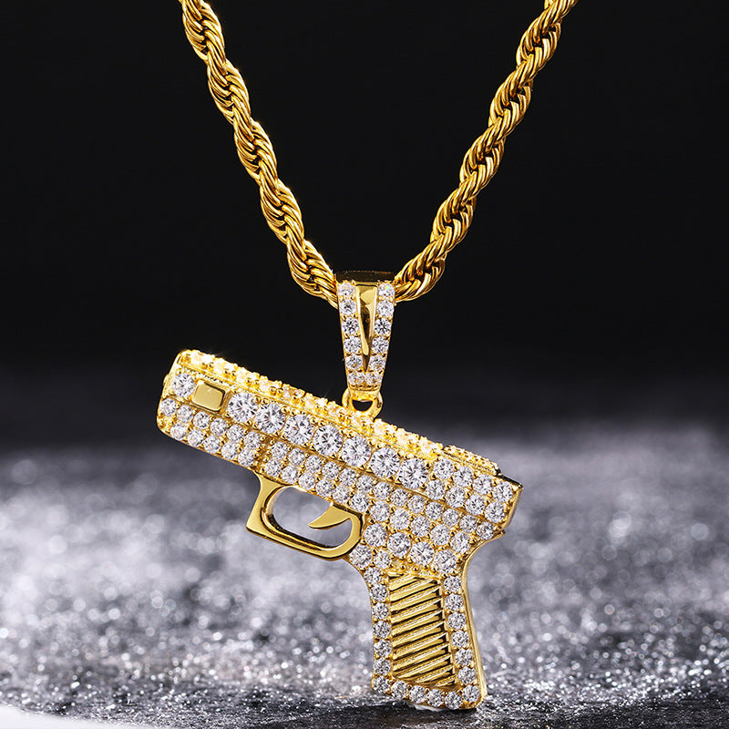 Iced Out Hip Hop Gun Pendant TRIPOD JEWELRY