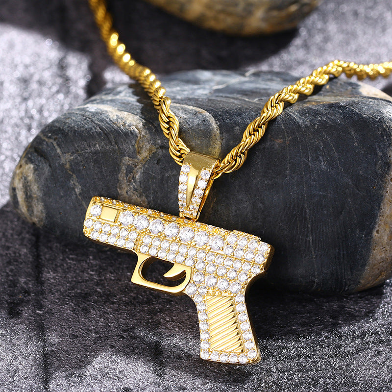 Iced Out Hip Hop Gun Pendant TRIPOD JEWELRY