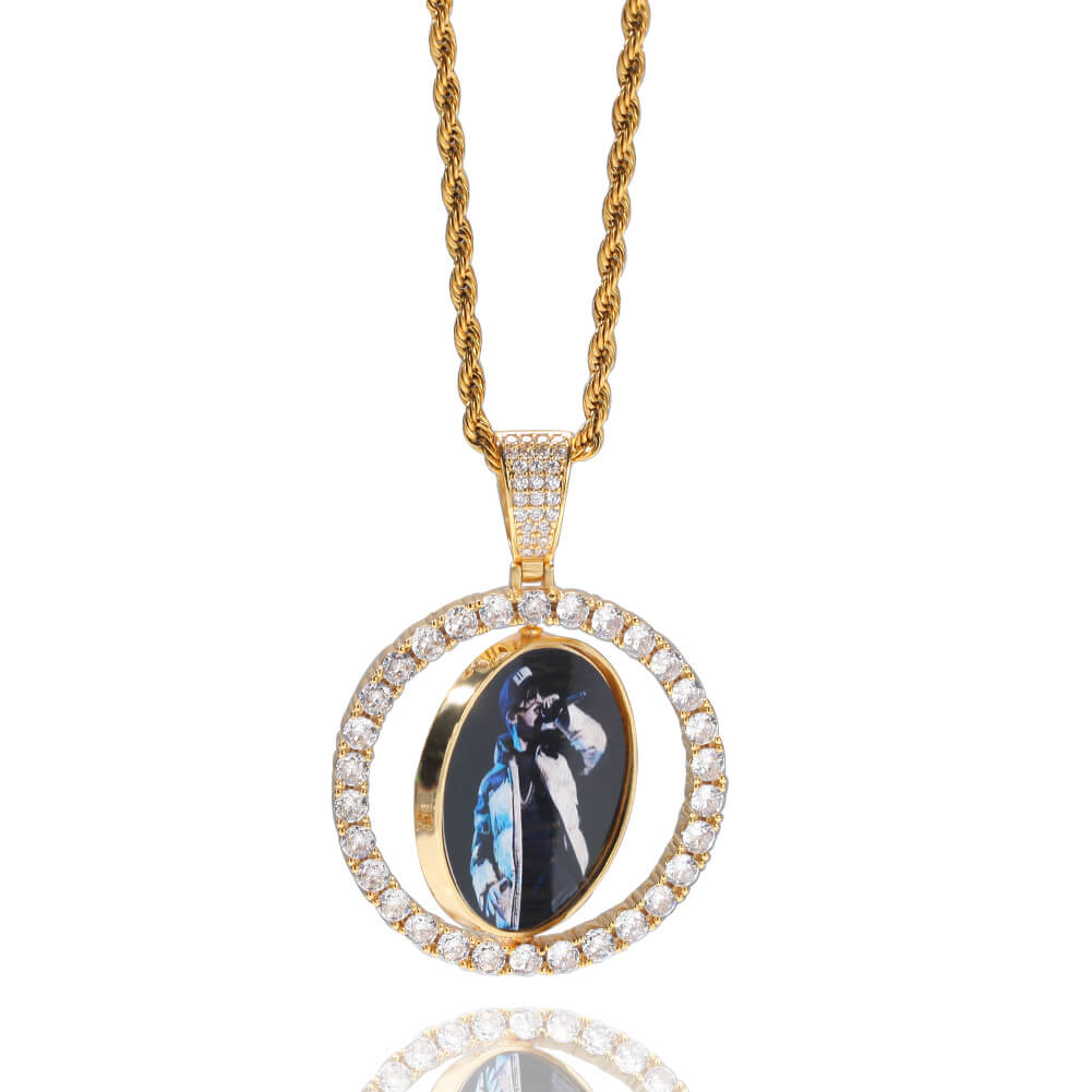 Custom Rotatable Double-sided Photo Pendant Tripodjewelry