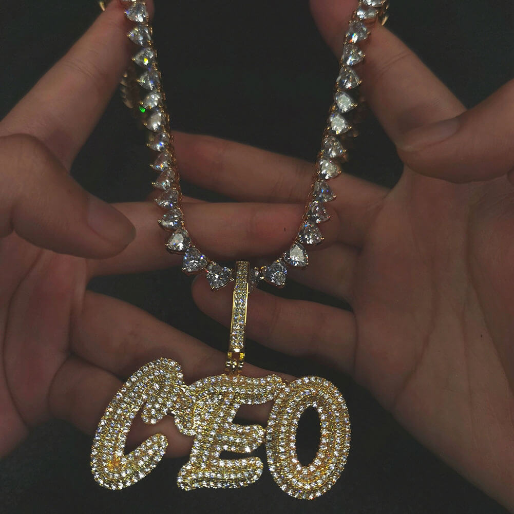 Customized Diamond Letters Pendant Gift For Men TRIPOD JEWELRY