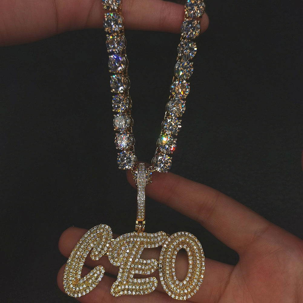 Customized Diamond Letters Pendant Gift For Men TRIPOD JEWELRY
