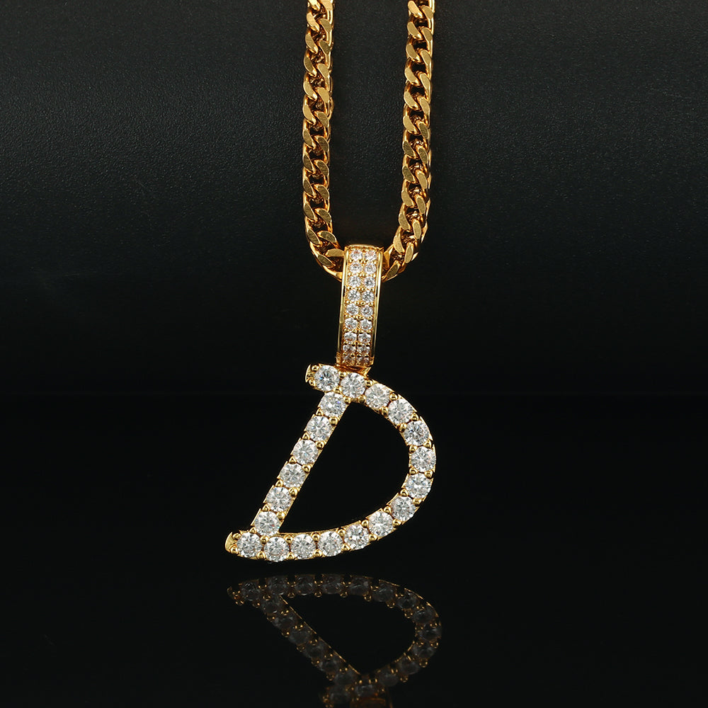 14k Gold Letter Pendant Initial Necklaces Personalized Gold Plated Tripodjewelry