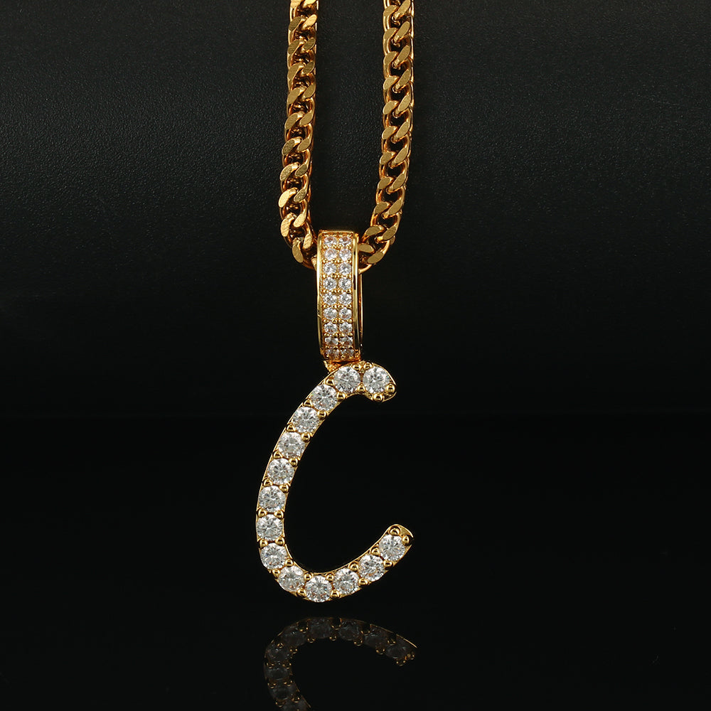14k Gold Letter Pendant Initial Necklaces Personalized Gold Plated Tripodjewelry