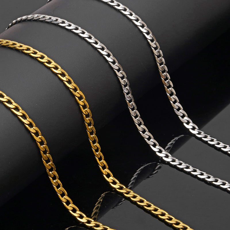 3MM 18K Gold Plated Stainless Steel Franco Chain Necklace Tripodjewelry