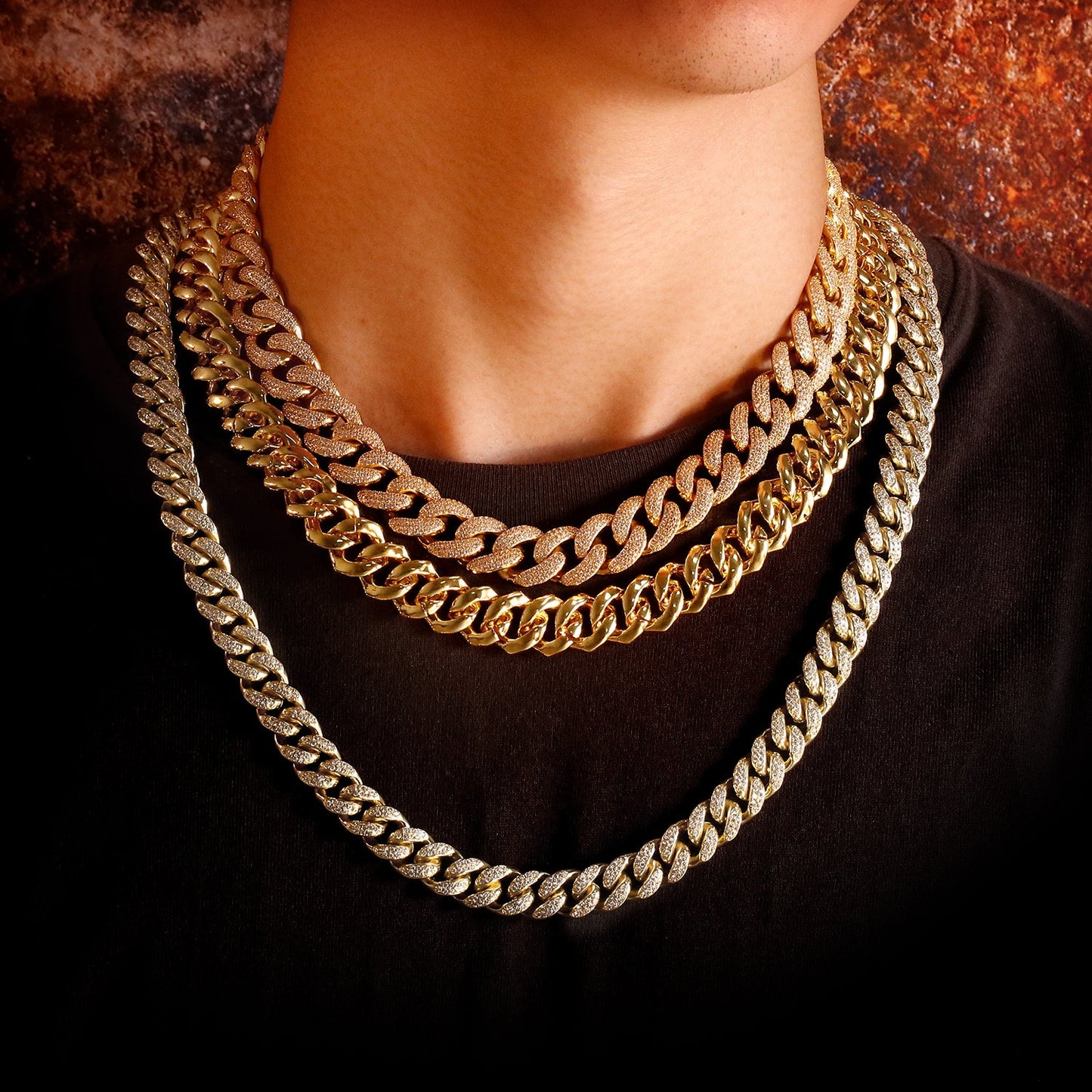 Miami Link Chain Necklace- Gold & White Gold TRIPOD JEWELRY