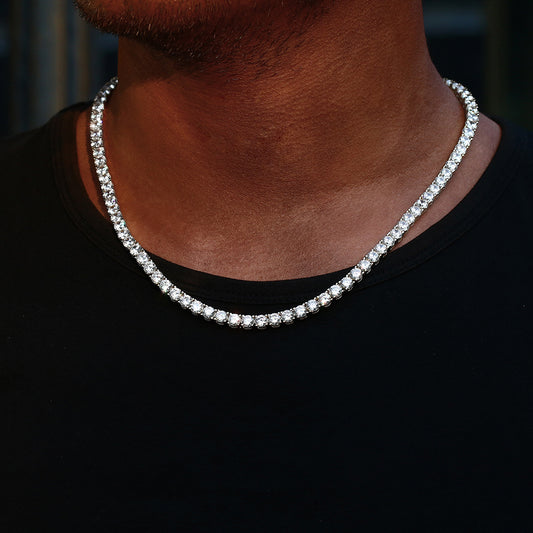 5MM White Gold Plated  Tennis Chain Necklace - Tripodjewelry
