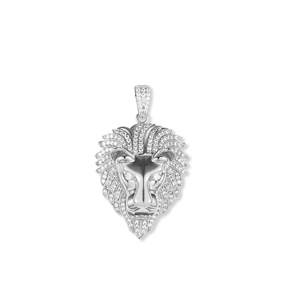 White Gold Iced Out Lion Pendant Hip Hop Jewelry Tripodjewelry