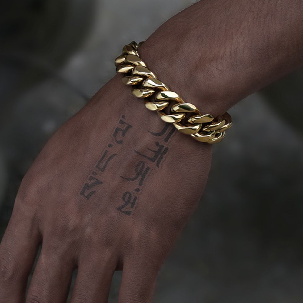 16MM 14K Gold Plated Miami Cuban Link Bracelet - Tripodjewelry