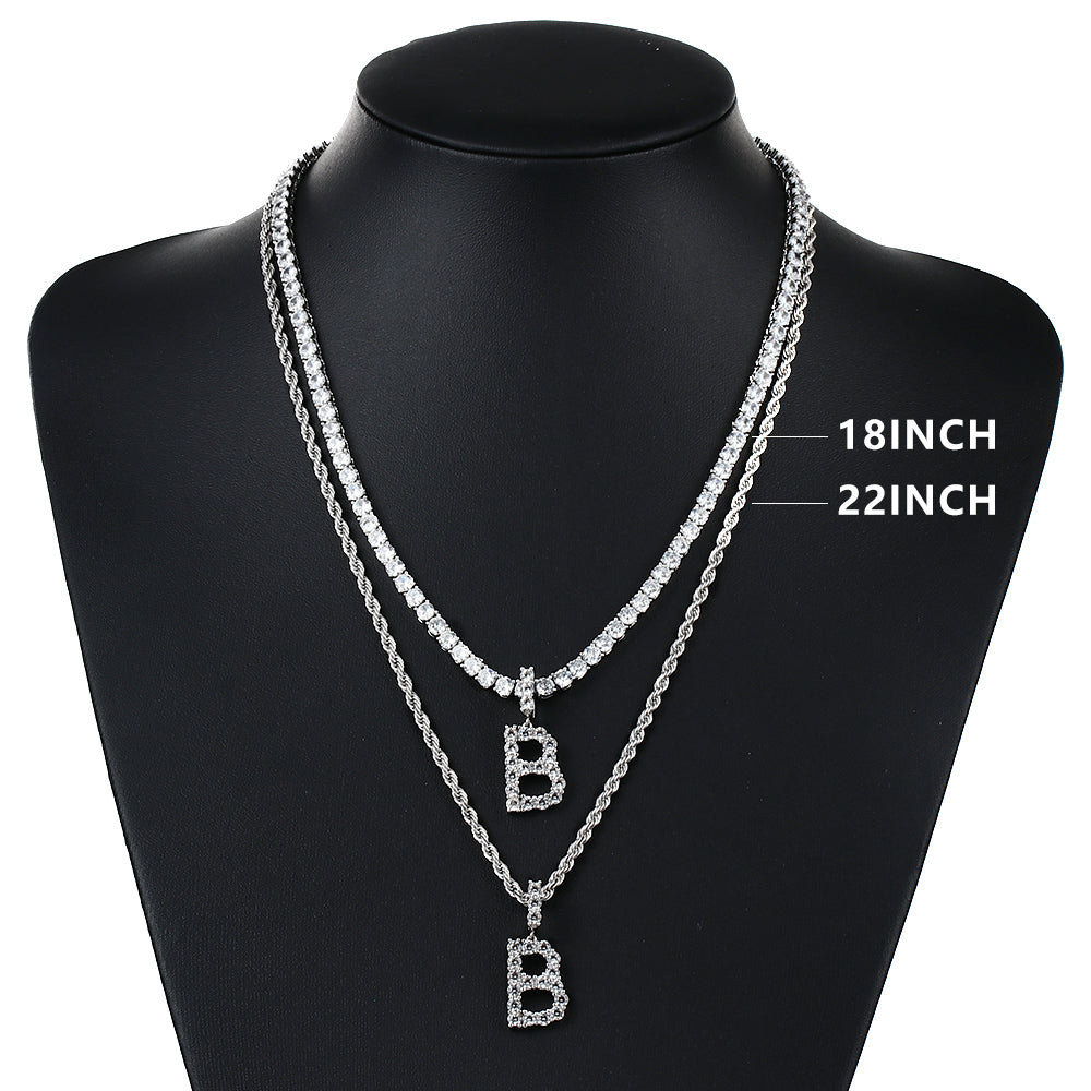 White Gold Personalized Letter Pendant - Tripodjewelry