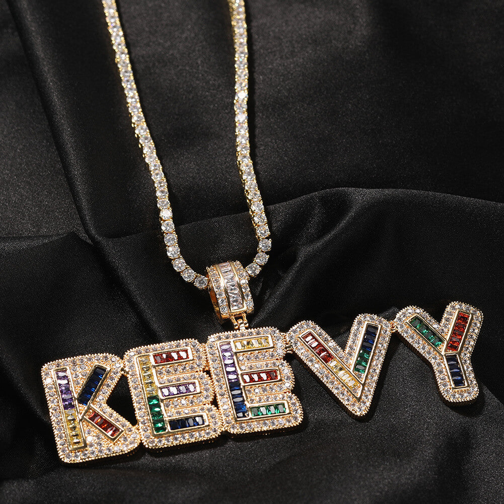 Real 14K Gold Colored Zircon Custom Letter Pendant Jewelry TRIPOD JEWELRY