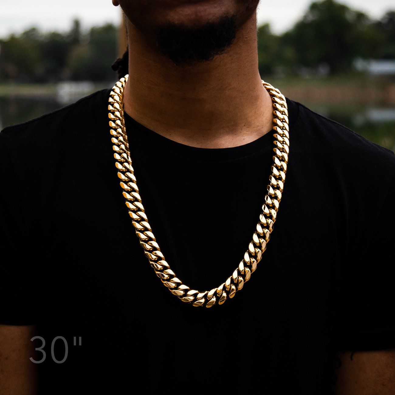 18MM 14K Gold Plated Stainless Steel Miami Cuban Link Chain Necklace - Tripodjewelry