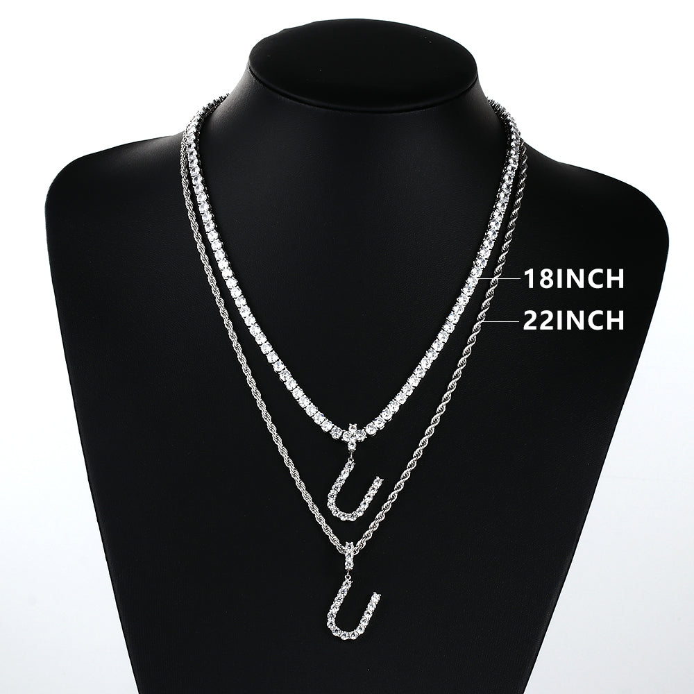 White Gold Personalized Letter Pendant - Tripodjewelry