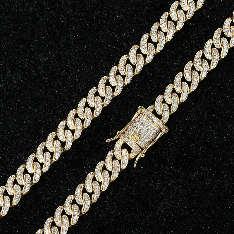 8MM 14K Gold Plated Iced Out Micro Cuban Link Bracelet - Tripodjewelry