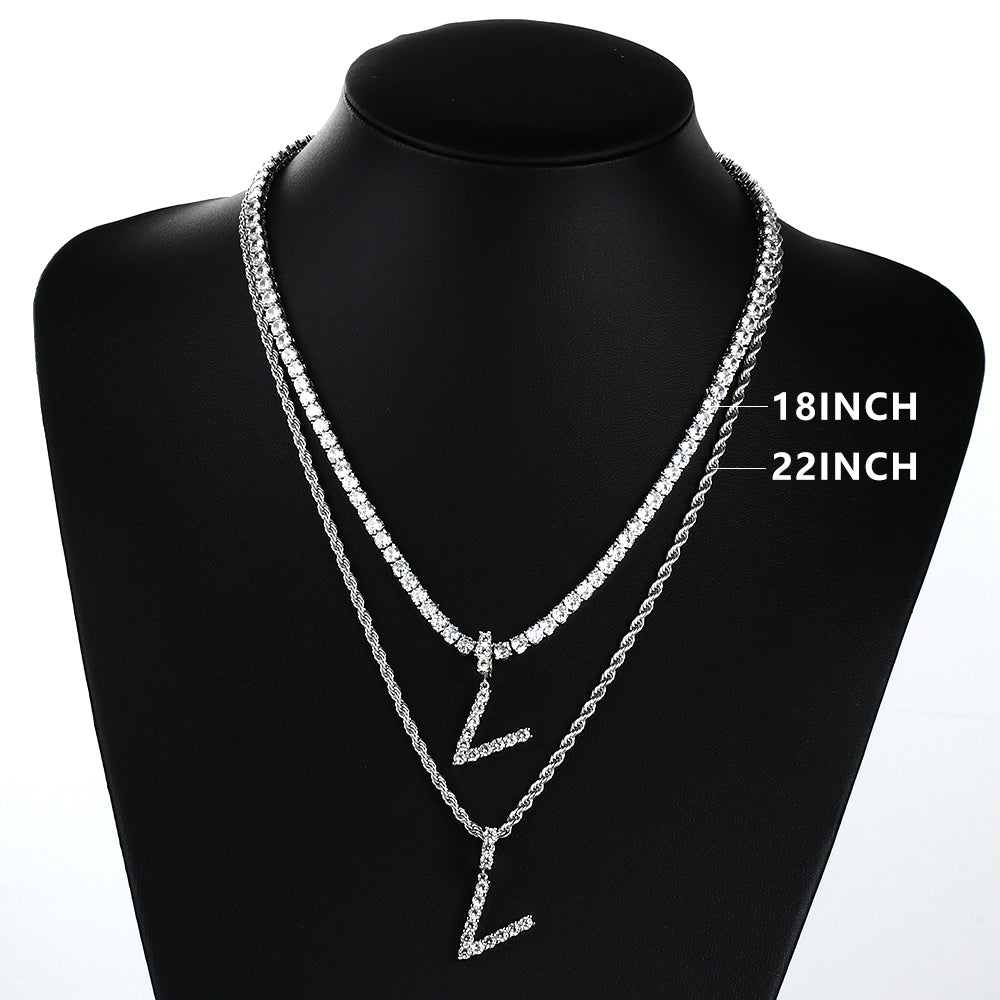 White Gold Personalized Letter Pendant - Tripodjewelry