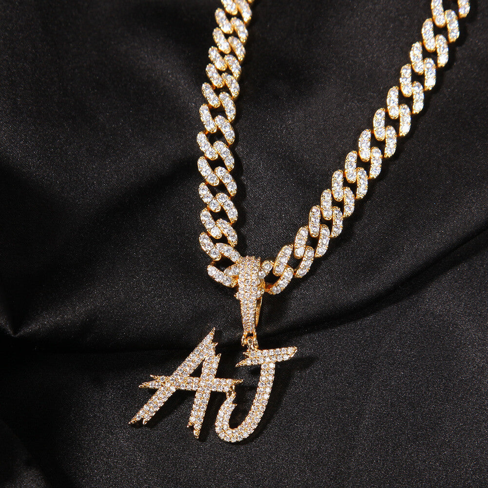 Custom Diamond Square Letter Pendant Iced Out Men's Jewelry Hip Hop TRIPOD JEWELRY