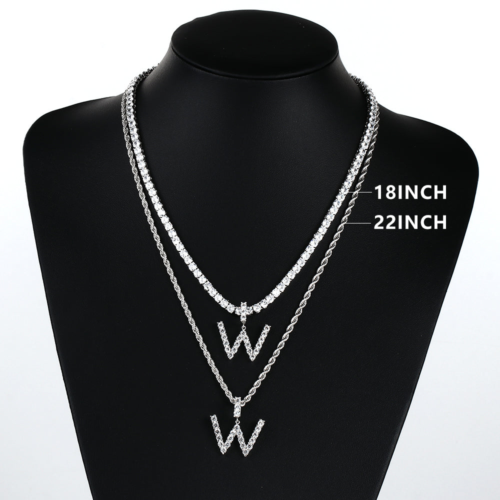 White Gold Personalized Letter Pendant - Tripodjewelry