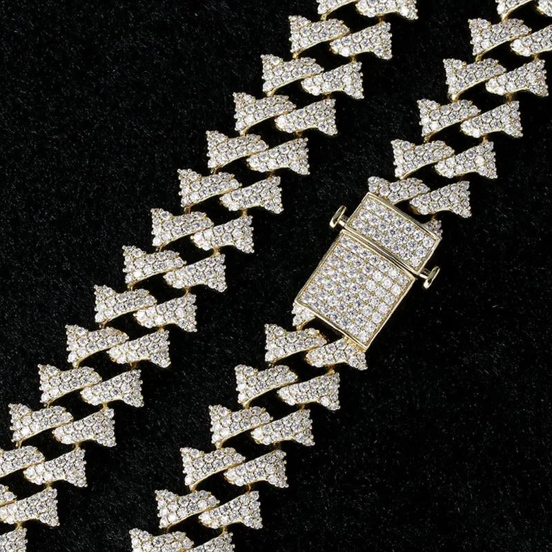18MM 14K Gold Plated Simulated Iced Out Cuban Link Chain Necklace - Tripodjewelry