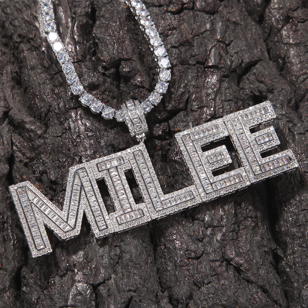 Square Diamond Letter Custom Pendant For Men Hip Hop Necklace TRIPOD JEWELRY