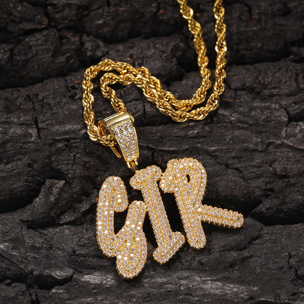 Customized Pendant For Men Gold Plated Cursive Name Chain Necklace TRIPOD JEWELRY