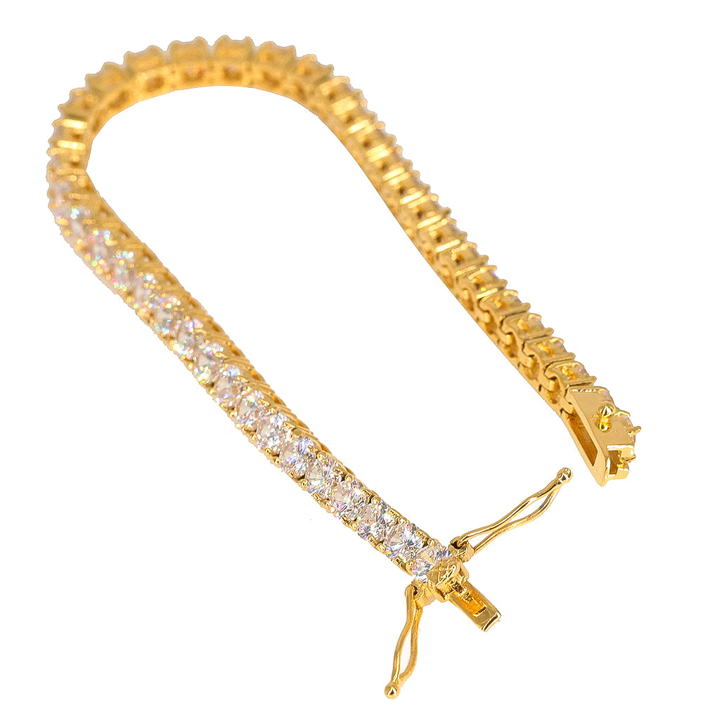 4MM 18K/ White Gold Stainless Steel Tennis Bracelet Thegoldlinks