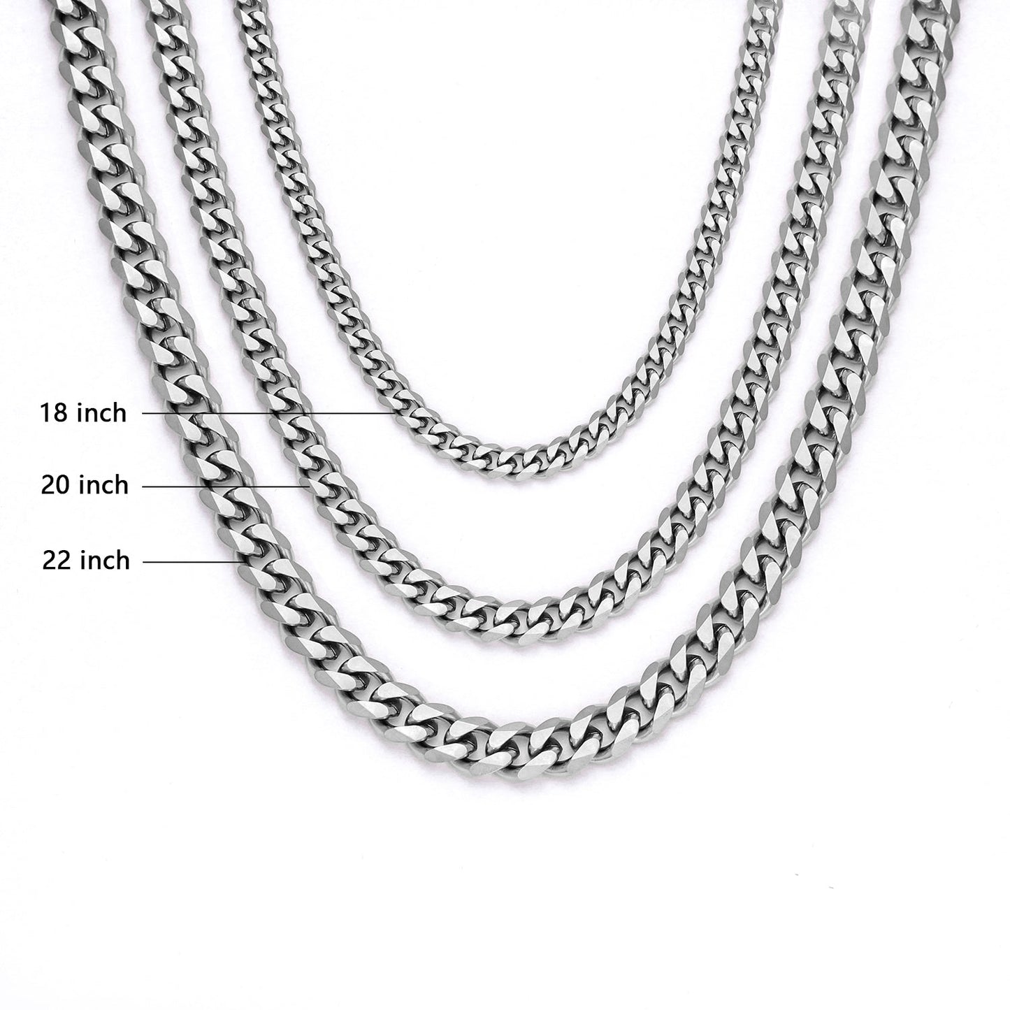 4MM White Gold Miami Micro Cuban Link Chain Necklace Tripodjewelry