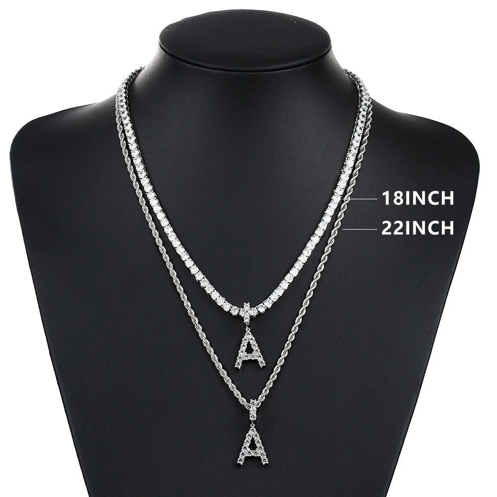 White Gold Personalized Letter Pendant - Tripodjewelry