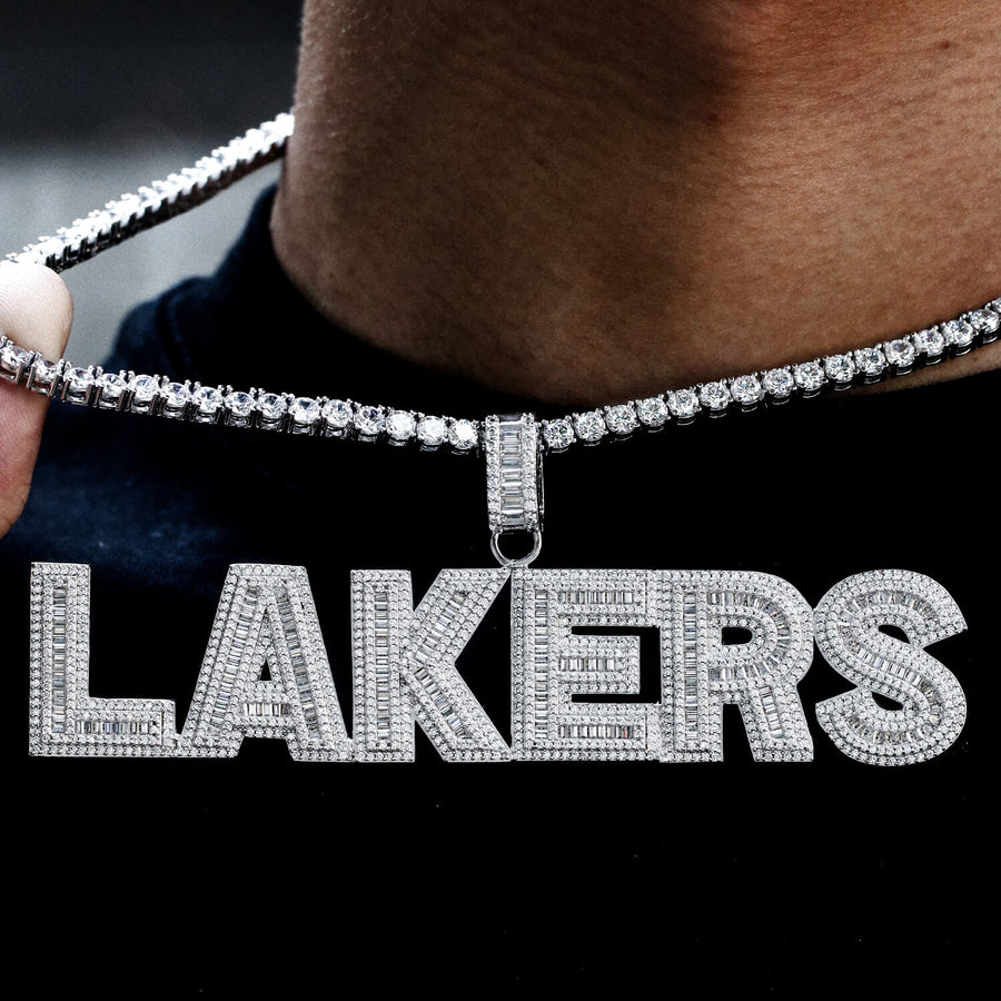 Customized Letters Pendant - Square Diamond Necklace 14K / White Gold TRIPOD JEWELRY