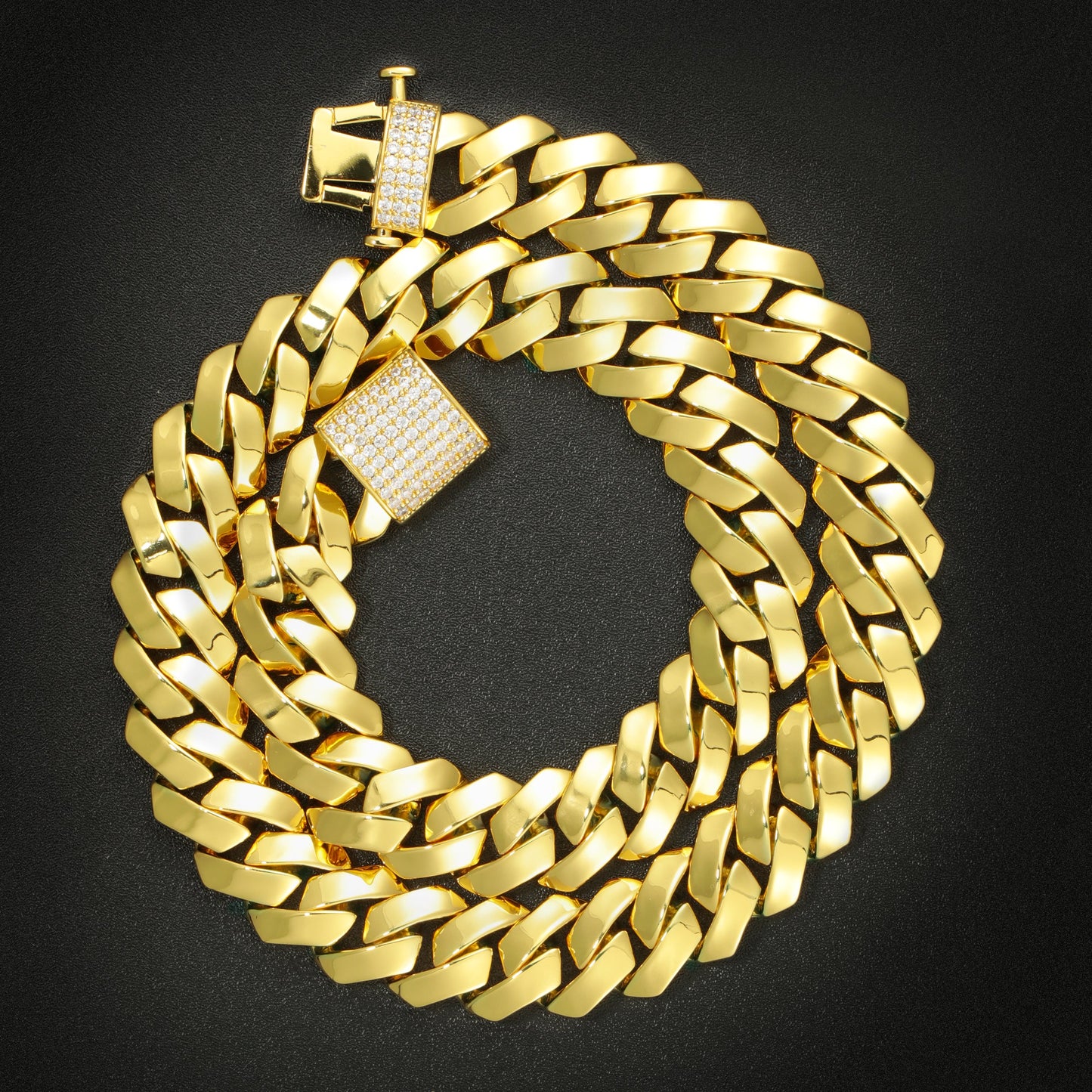 15MM 18K Mens Gold Plated Miami Cuban Link Chain Tripodjewelry