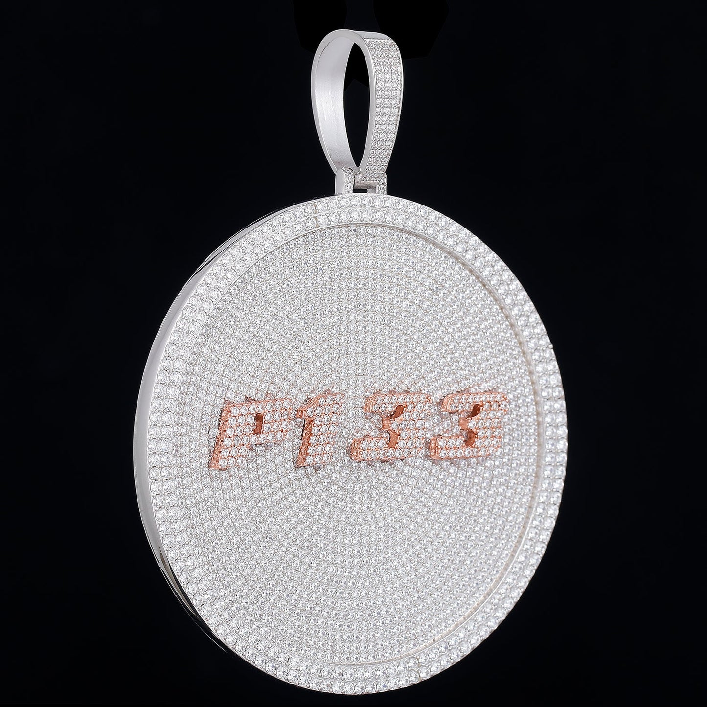 Gold Disc Pendant Set With Diamonds - Letters & Numbers Customized TRIPOD JEWELRY