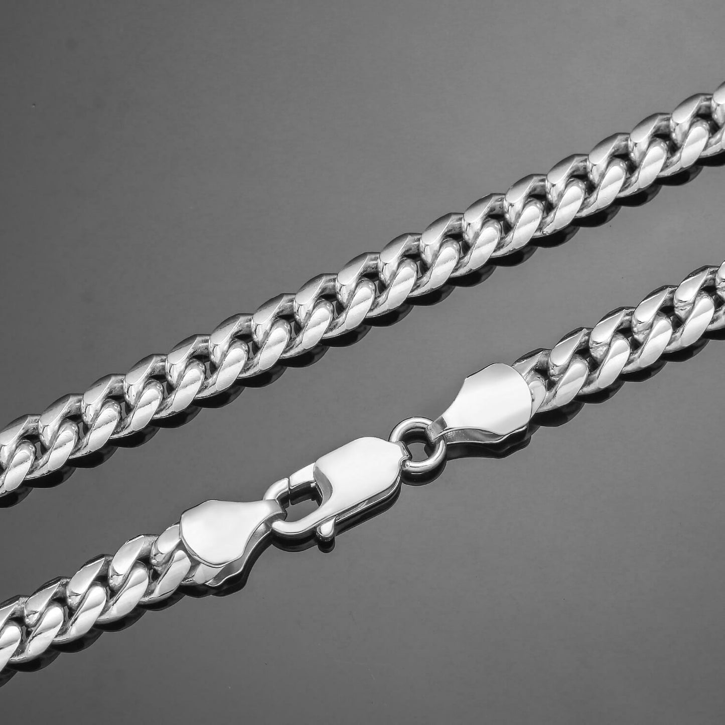 3/4/5/6MM White Gold Plated Lobster Lock Miami Cuban Link Chain Necklace Tripodjewelry