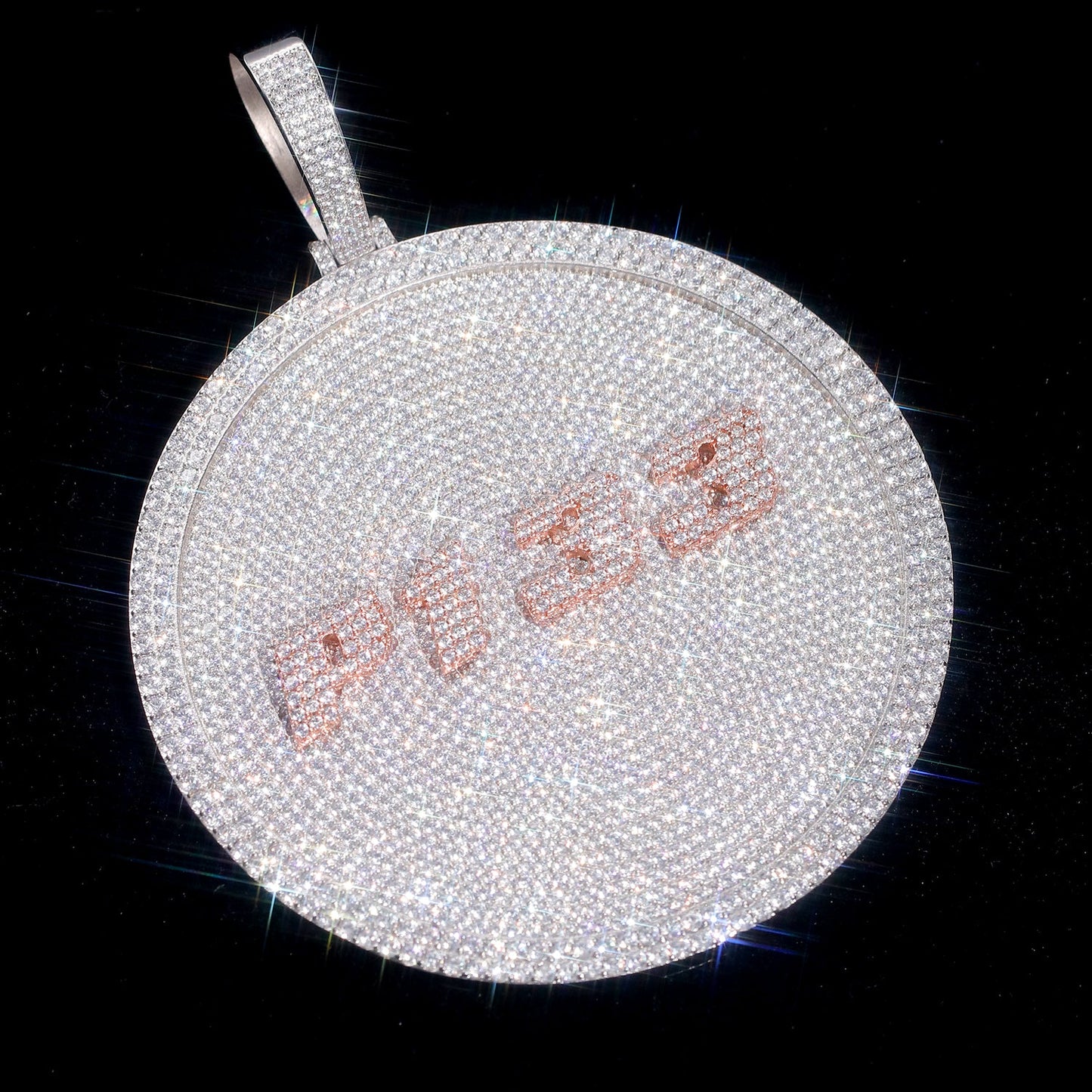 Gold Disc Pendant Set With Diamonds - Letters & Numbers Customized TRIPOD JEWELRY