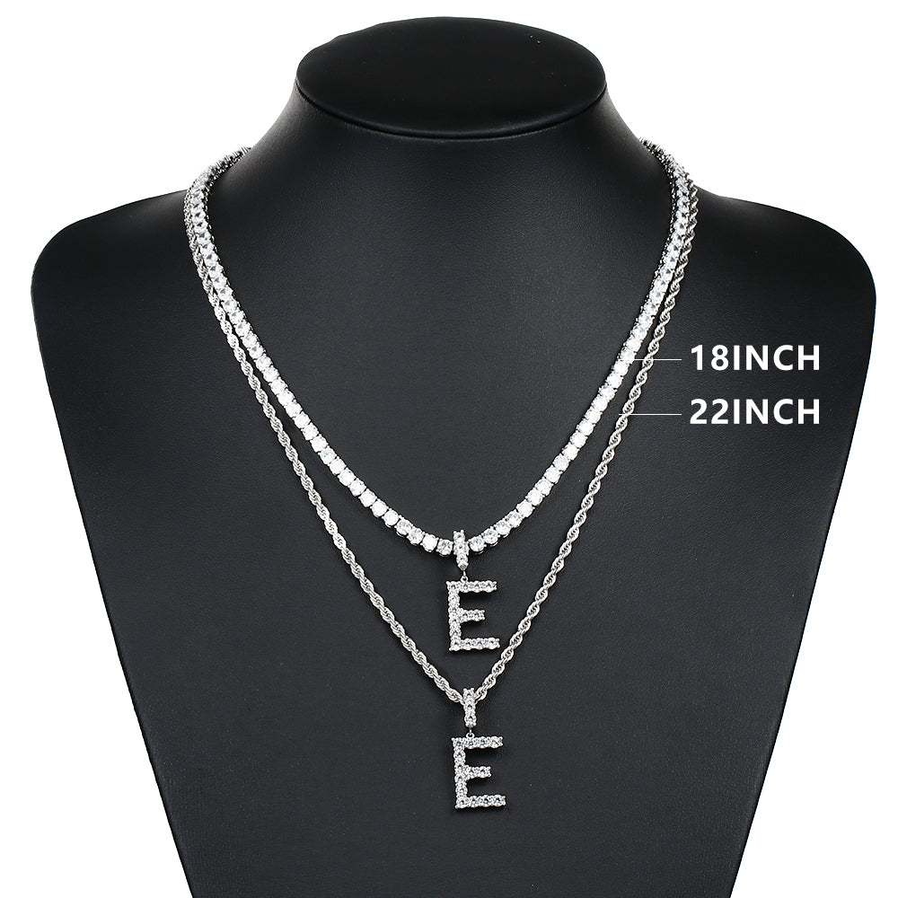White Gold Personalized Letter Pendant - Tripodjewelry