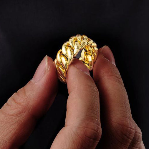 18K Gold Plated Miami Cuban Link Rings Tripodjewelry