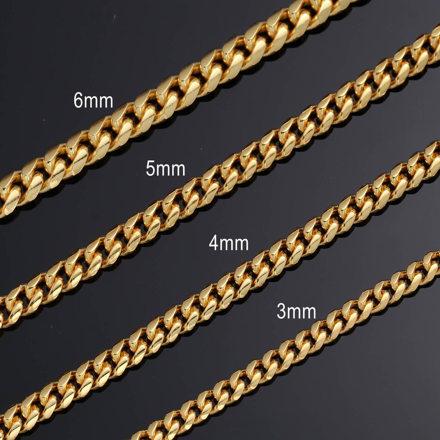 5MM Gold Plated Lobster Lock Miami Cuban Link Chain Necklace Tripodjewelry
