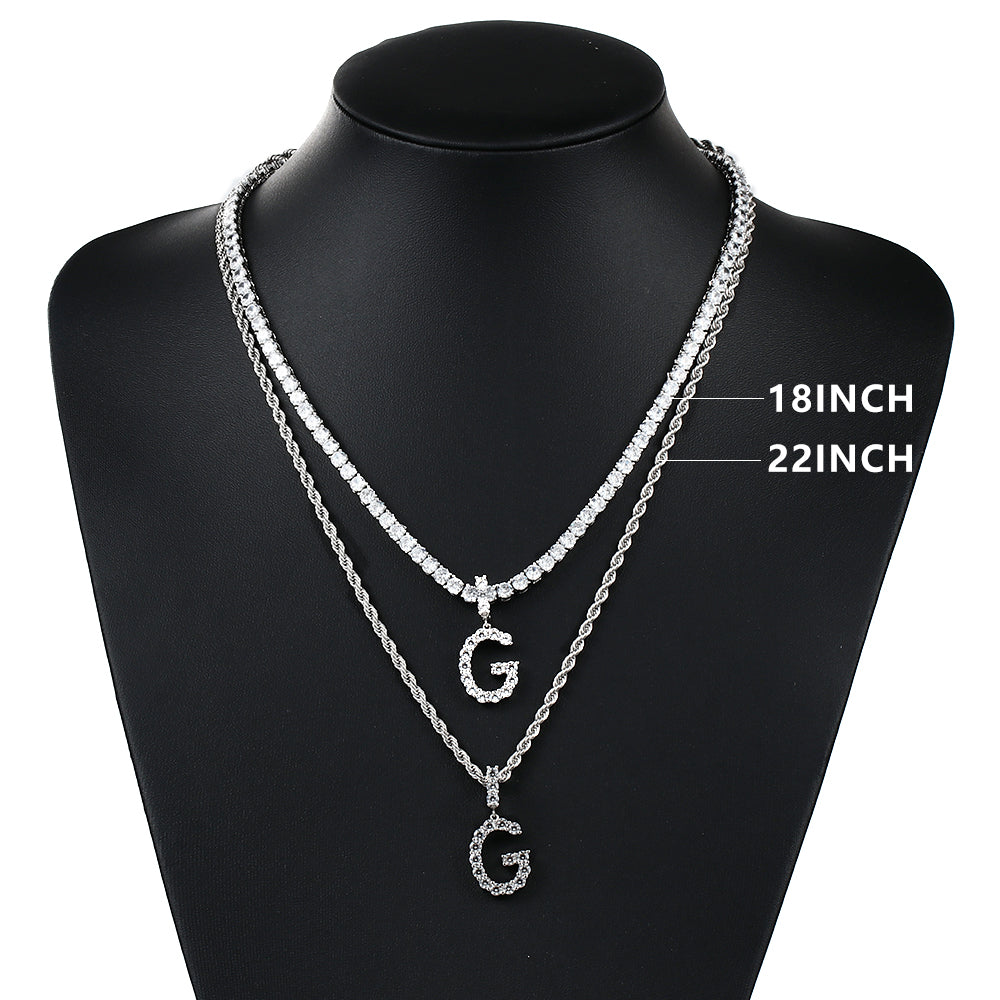 White Gold Personalized Letter Pendant - Tripodjewelry