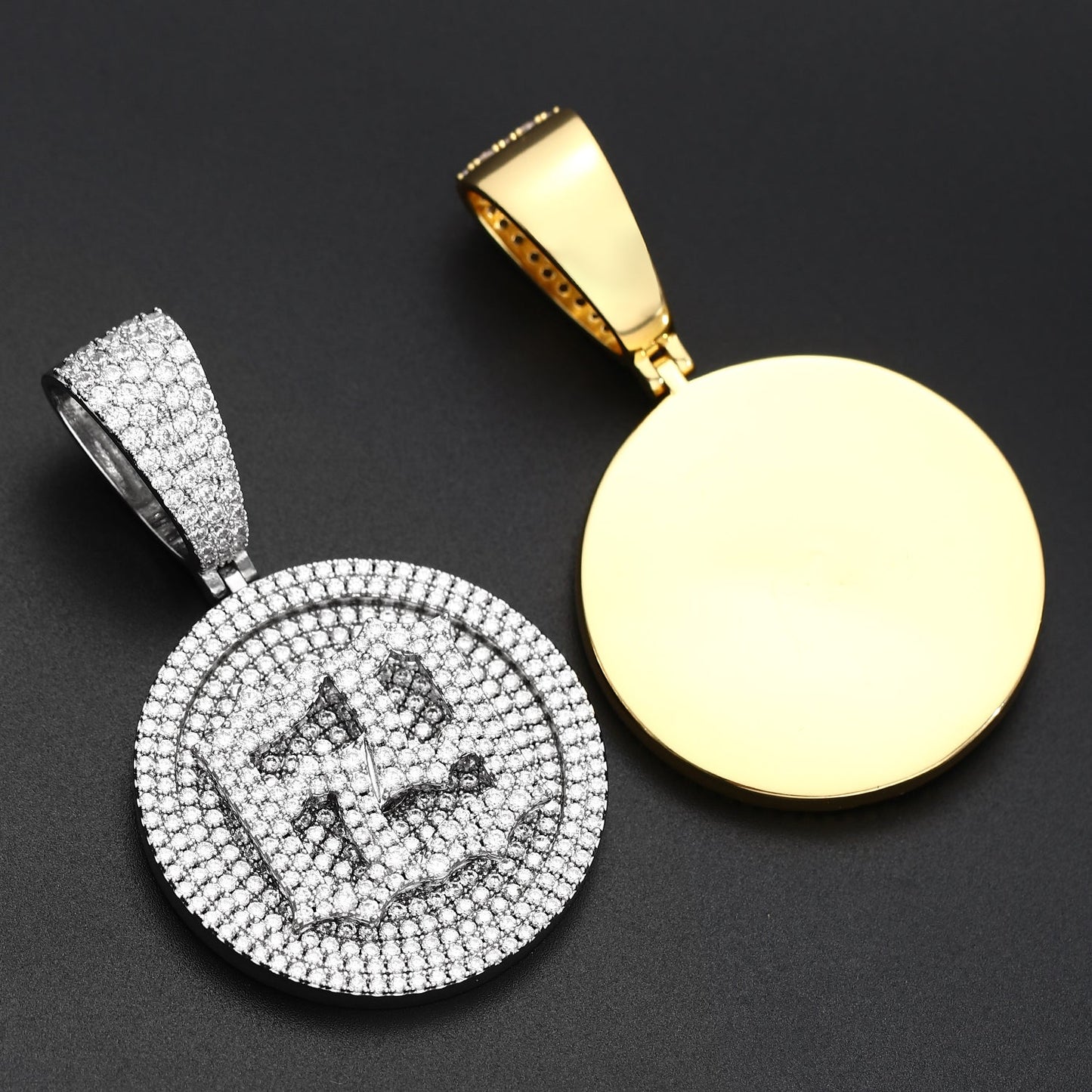 Iced Out 69 Gold Plated 6IX9INE 3D Giant Disc Bling-Bling Pendant Tripodjewelry