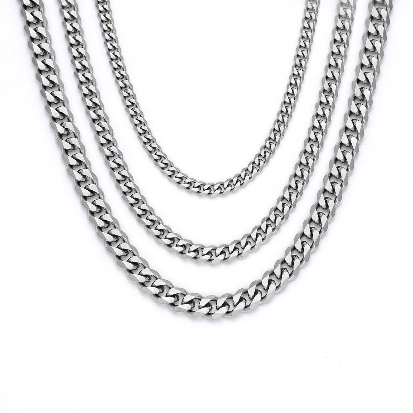 4MM White Gold Miami Micro Cuban Link Chain Necklace Tripodjewelry