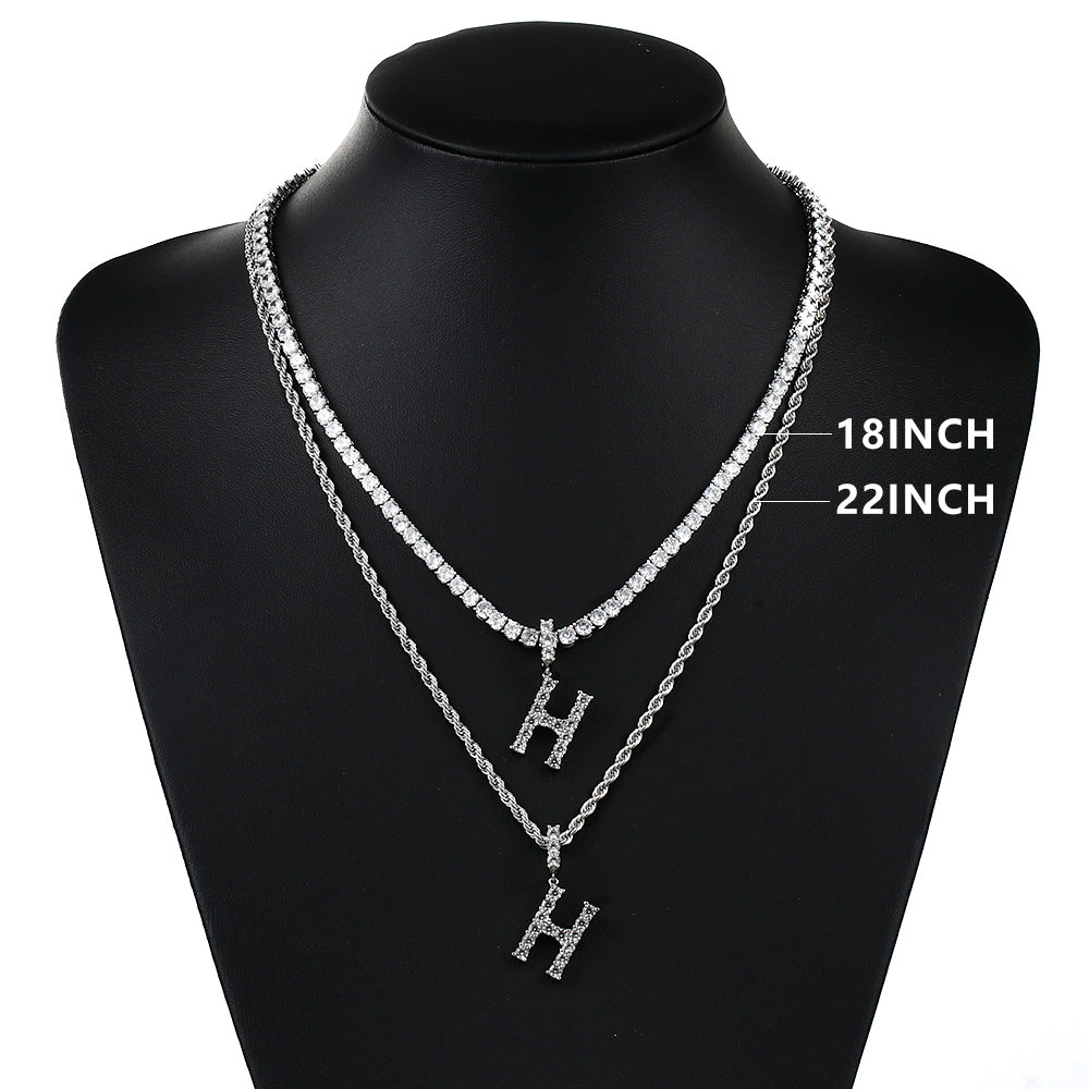 White Gold Personalized Letter Pendant - Tripodjewelry