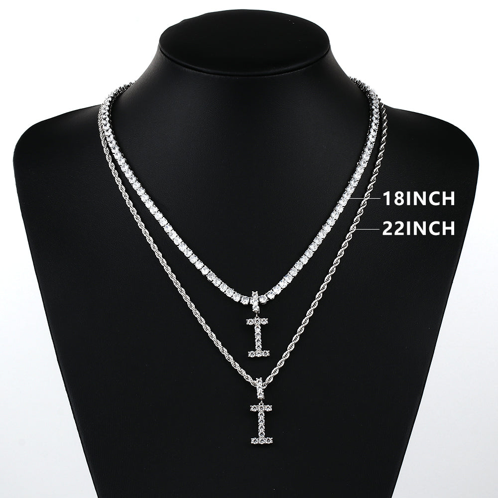 White Gold Personalized Letter Pendant - Tripodjewelry
