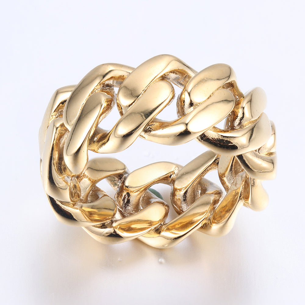 18K Gold Plated Miami Cuban Link Rings Tripodjewelry