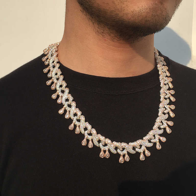 24MM 2 Tone Gold Plated Iced Out Flipping Dripping Infinity Link Chain Necklace - Tripodjewelry