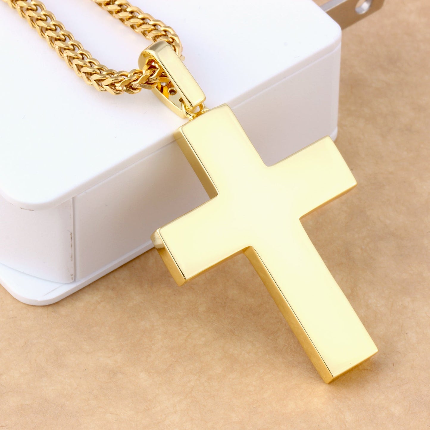 14K Gold Iced Double Layered Cross Pendant Tripodjewelry