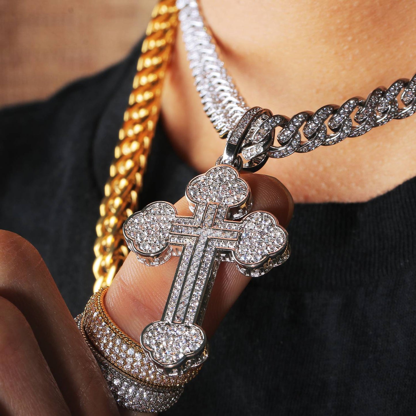 White Gold Cloud Cross Pendant - Tripodjewelry