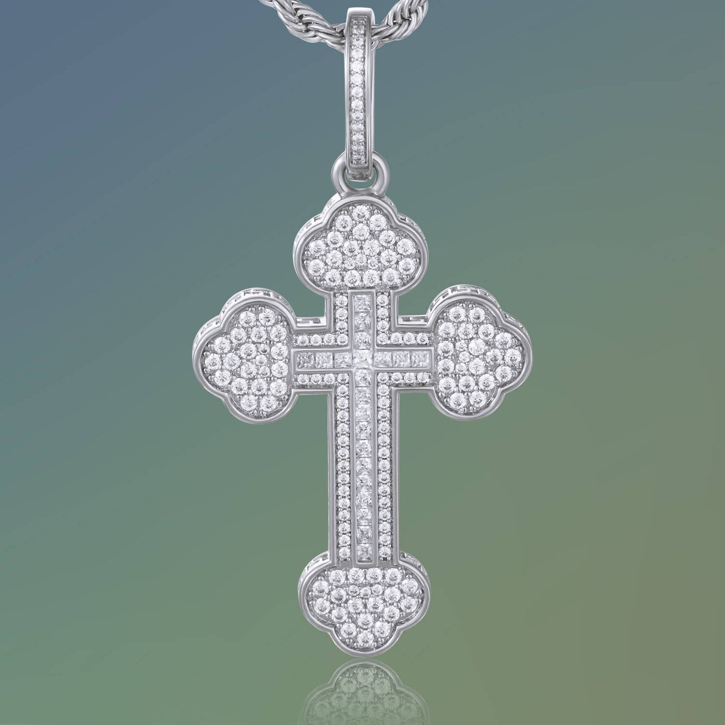 White Gold Cloud Cross Pendant - Tripodjewelry