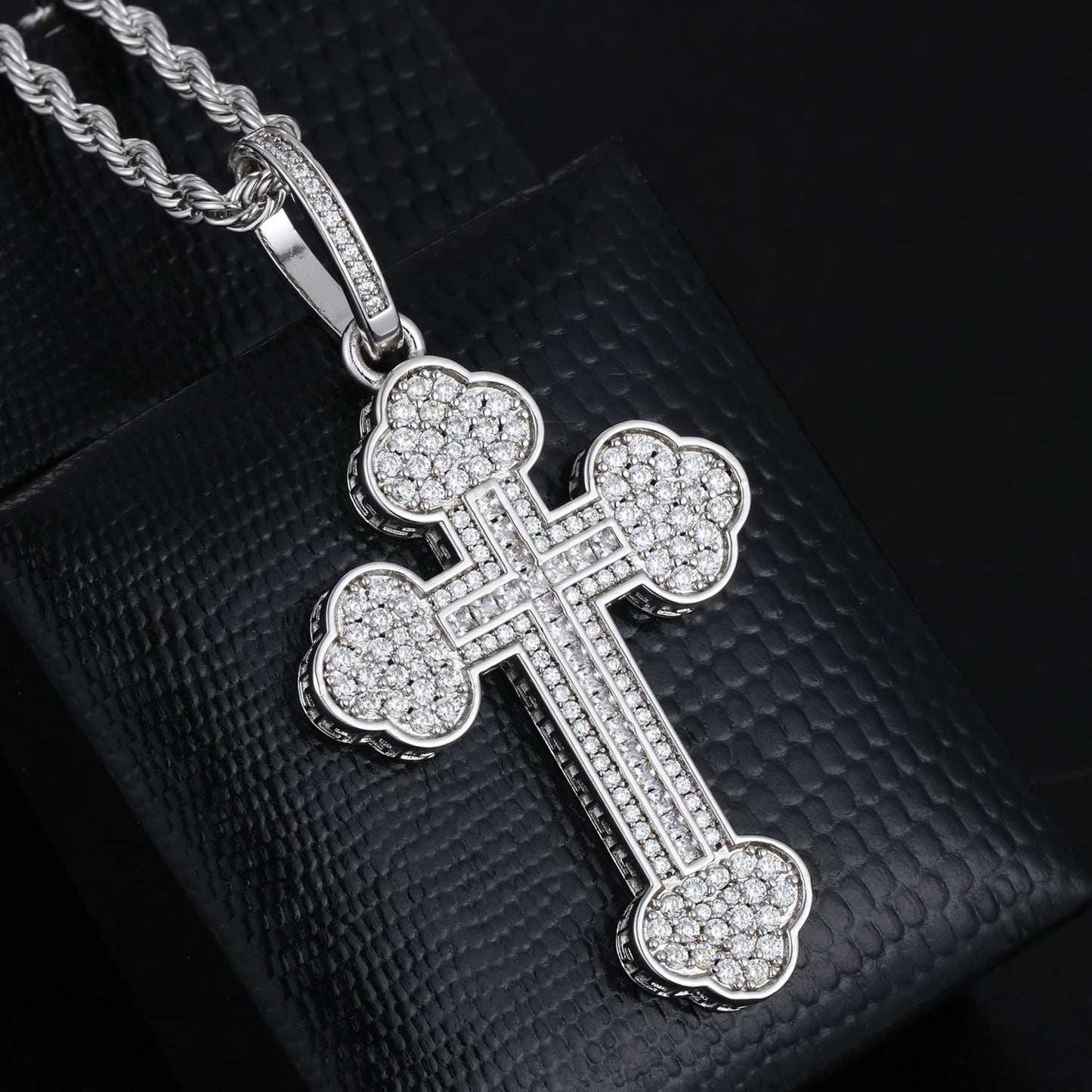 White Gold Cloud Cross Pendant - Tripodjewelry