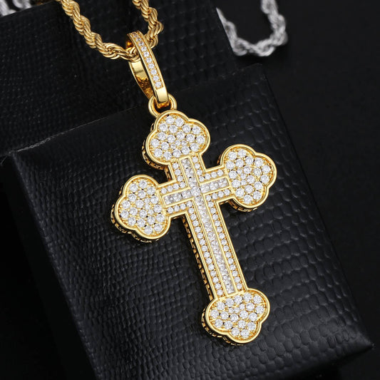 Gold Cloud Cross Pendant - Tripodjewelry
