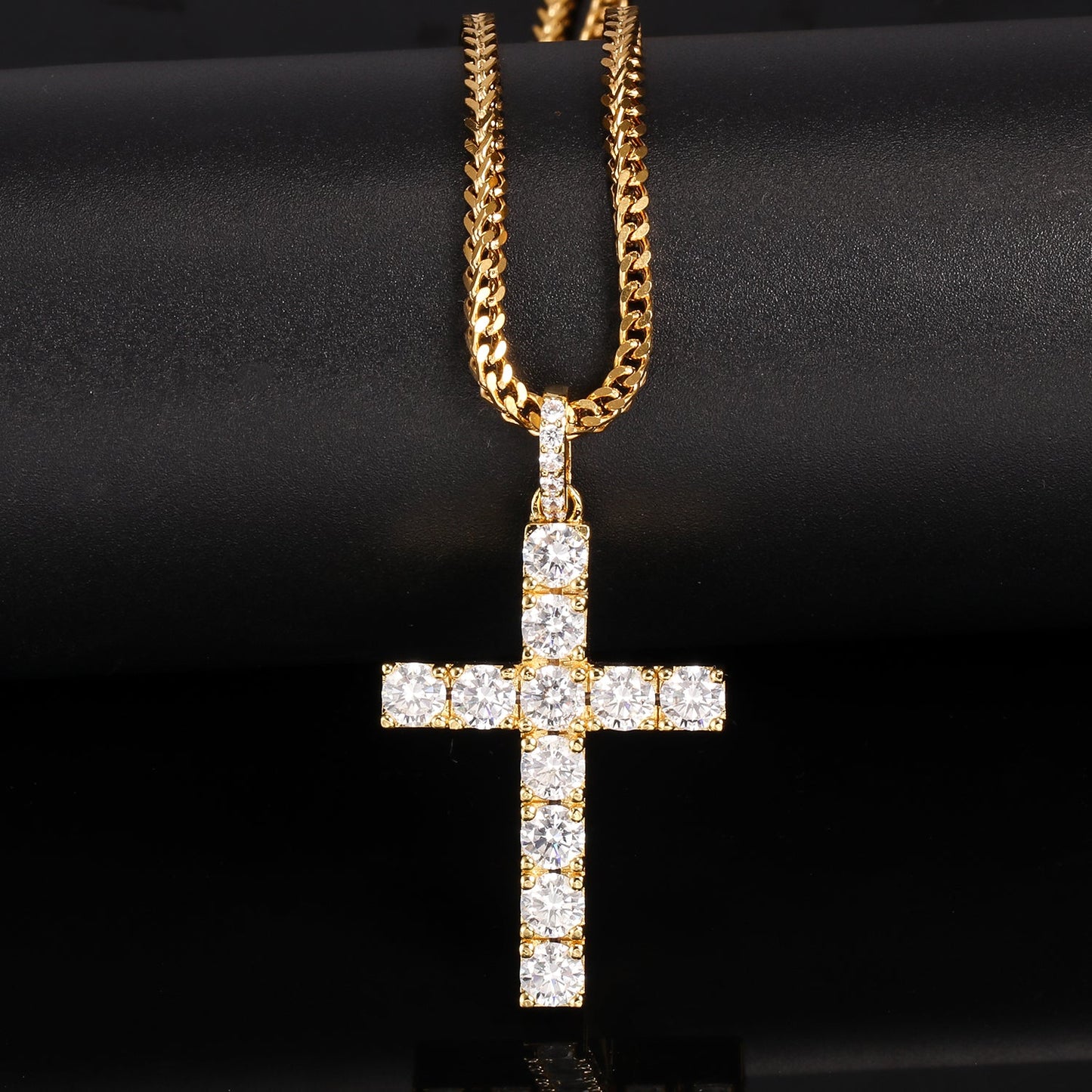 Gold CZ Stone Cross Pendant Tripodjewelry
