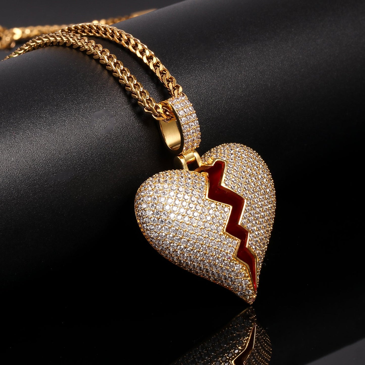 14K Gold Diamond Break Heart Pendant Tripodjewelry