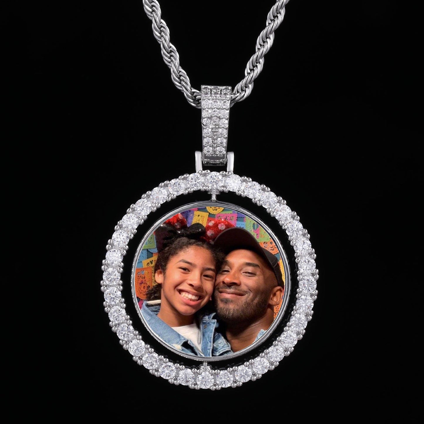 Double-sided Rotatable Custom Photo Masonry Pendant Chain TRIPOD JEWELRY