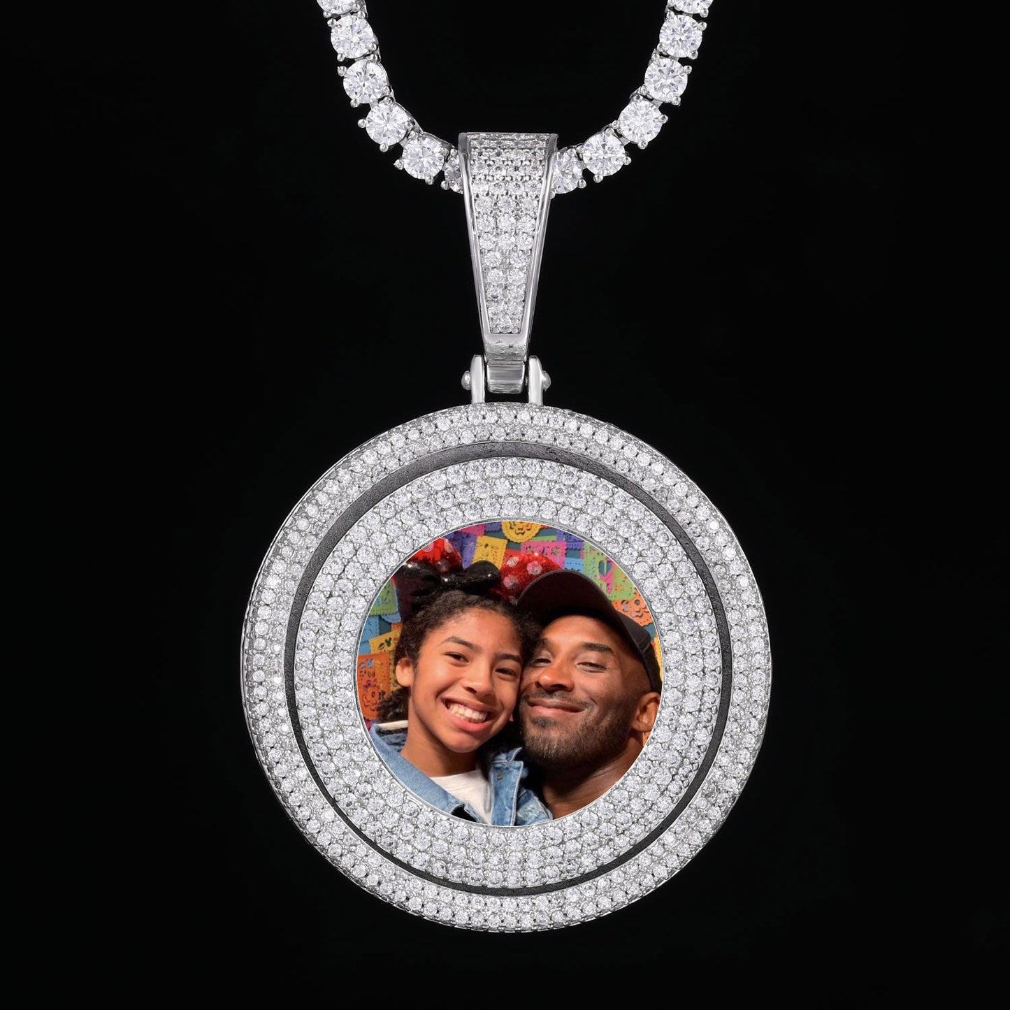 Picture custom pendant - Round-Shaped Turnable Centre Hip Hop Jewelry TRIPOD JEWELRY